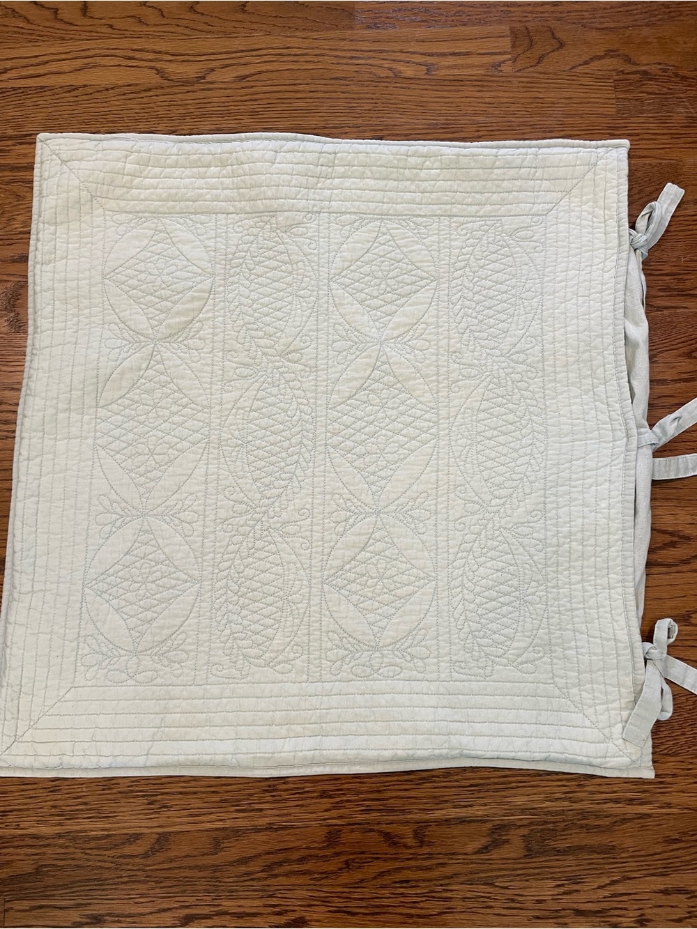 S/2 Pottery Barn Hanna Euro Shams Quilted Cotton Linen Surfspray Blue Green